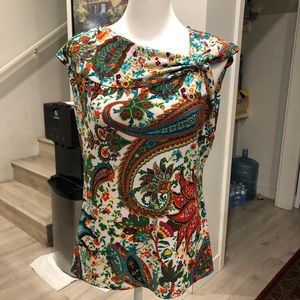 Multicolor paisley print petite top by Grace